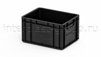 Евроконтейнер закрытые ручки/сплошное дно (черный), 400x300x220 мм