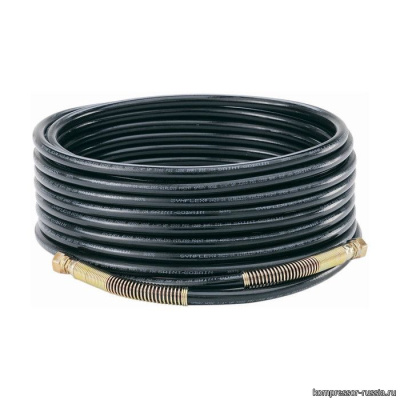 Рукав окрасочный 1/4"х15м, Р.Д. 386 бар, серый с пружинами, PAINT HOSE GRAY